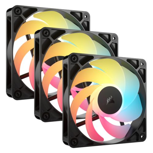 Corsair RS120-R ARGB 12cm PWM Reverse Blade RGB Case Fans (3-Pack), 8 RGB LEDs, Daisy-Chain, Magnetic Dome Bearing, 2100 RPM, Black Corsair RS120-R ARGB 12cm PWM Reverse Blade RGB Case Fans (3-Pack), 8 RGB LEDs, Daisy-Chain, Magnetic Dome Bearing, 2100 RPM, Black